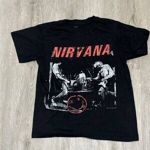 NIRVANA Black and Red Band Tee